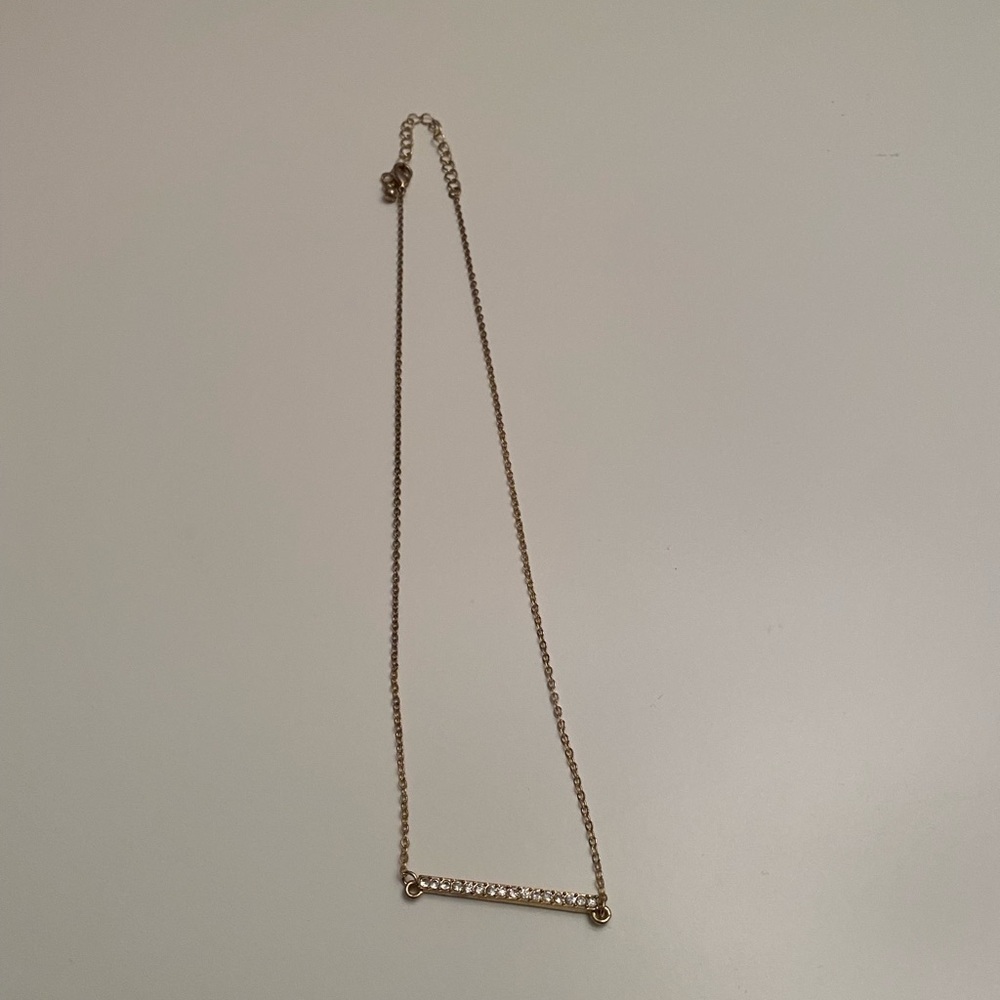 Gold and rhinestone bar necklace